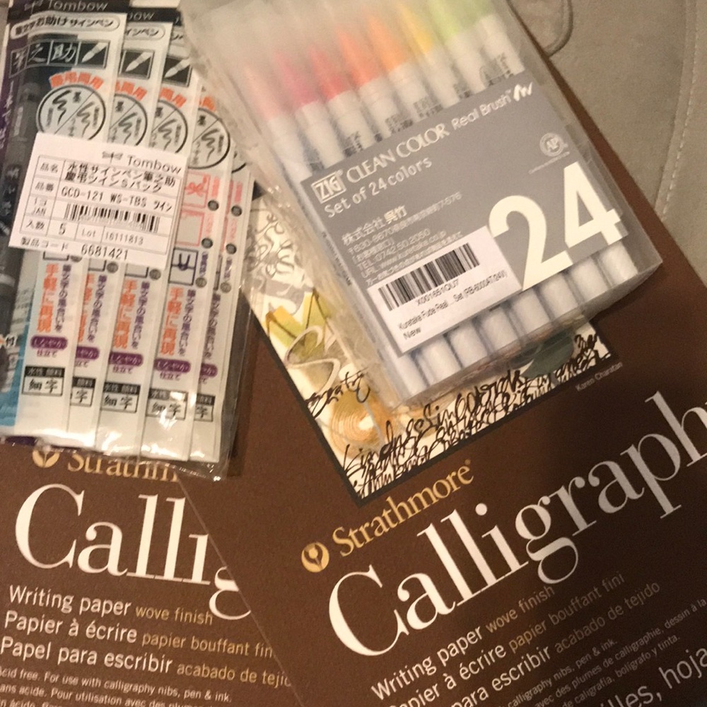 Calligraphy- tombow, zig clean color, strathmore